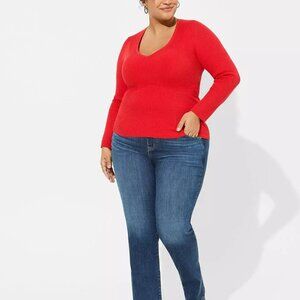 NWT Torrid Racing Red Fitted Pullover Sweater in Size 2 (18/20)